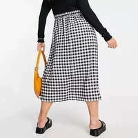 Plus Size Elastic Waist Black And White Checked Summer Elegant Midi Skirt Pocket Front Gingham A-line Skirt Large Size 6XL 7XL - Image 2