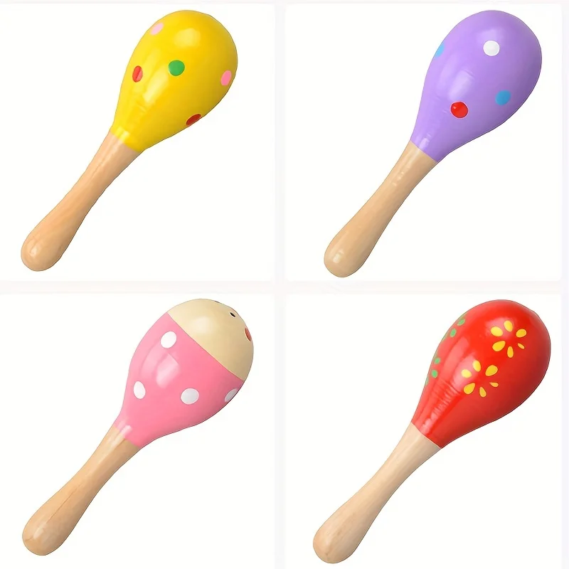 Mini Wooden Children Maracas Toys Premium Quality Funny Baby Sand Hammer Toy Noisemaker Infant Sound Recognition Educational Toy 4