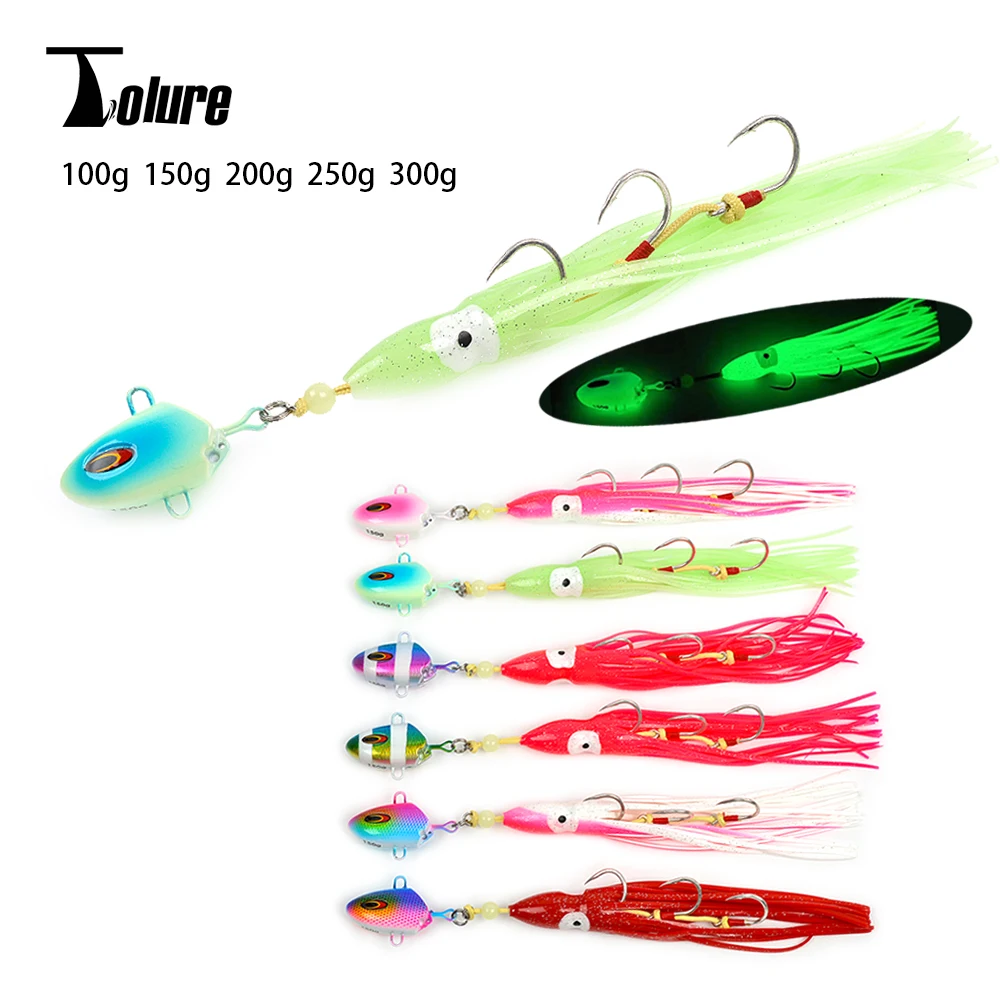 TOLU 100g150g200g250g300g Kabura Bullet Metal Jig Head Squid Assist Hooks Sinking Jigging Lure Bottomship Inchiku Tenya Jig