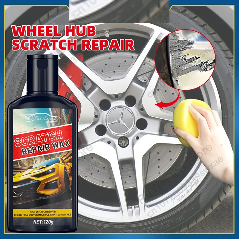 120ml Car Wheel Hub Scratch Repair Wax Alloy Metal Rims Polishing Refurbishment Tire Detail Restore Anti-oxidation Cleaning Kit