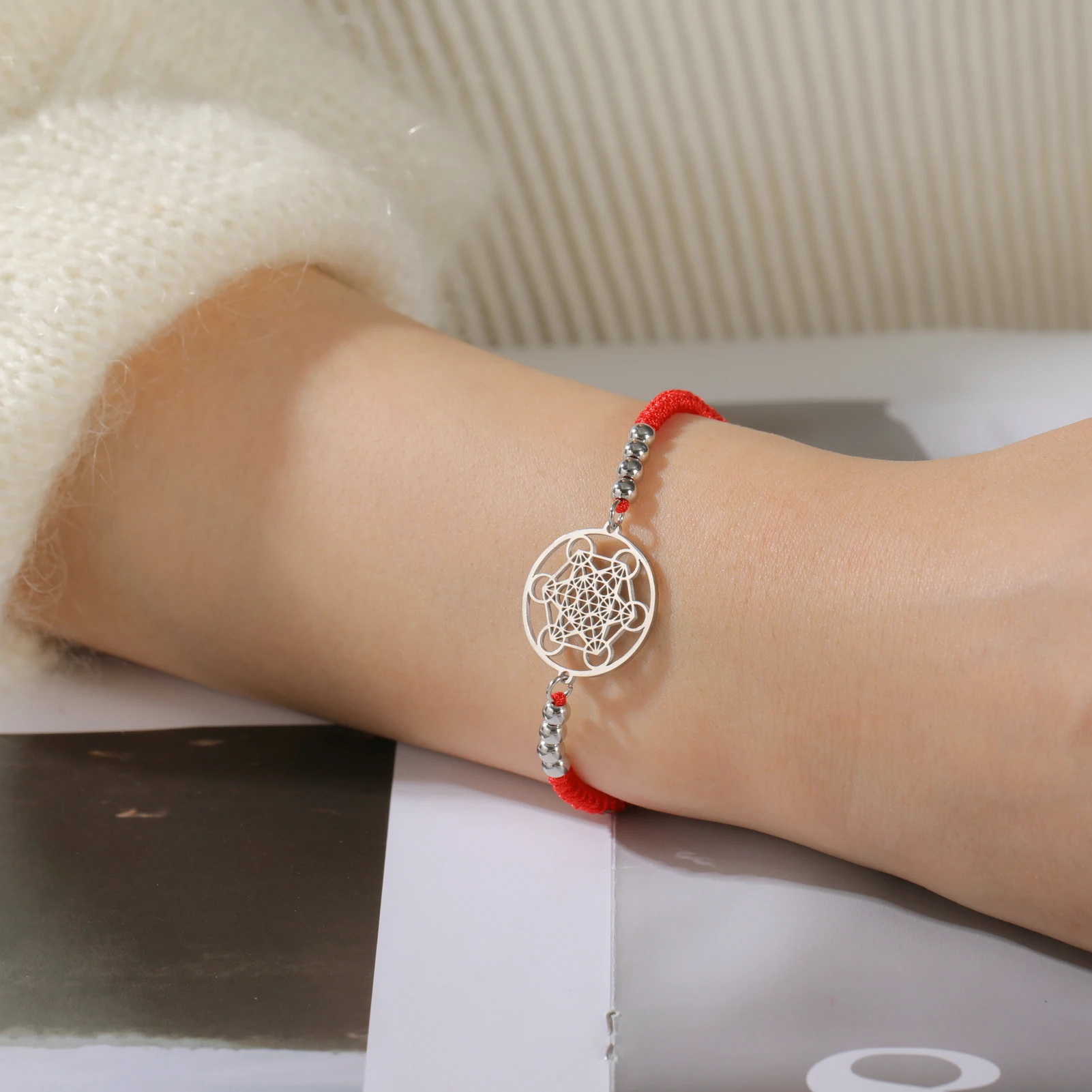 Lucktune Edelstahl Engel Siegel Erzengel Metatron Würfel Seil Armbänder für Frauen Spirituelles Amulett Schmuck Jubiläumsgeschenke – Detail 19