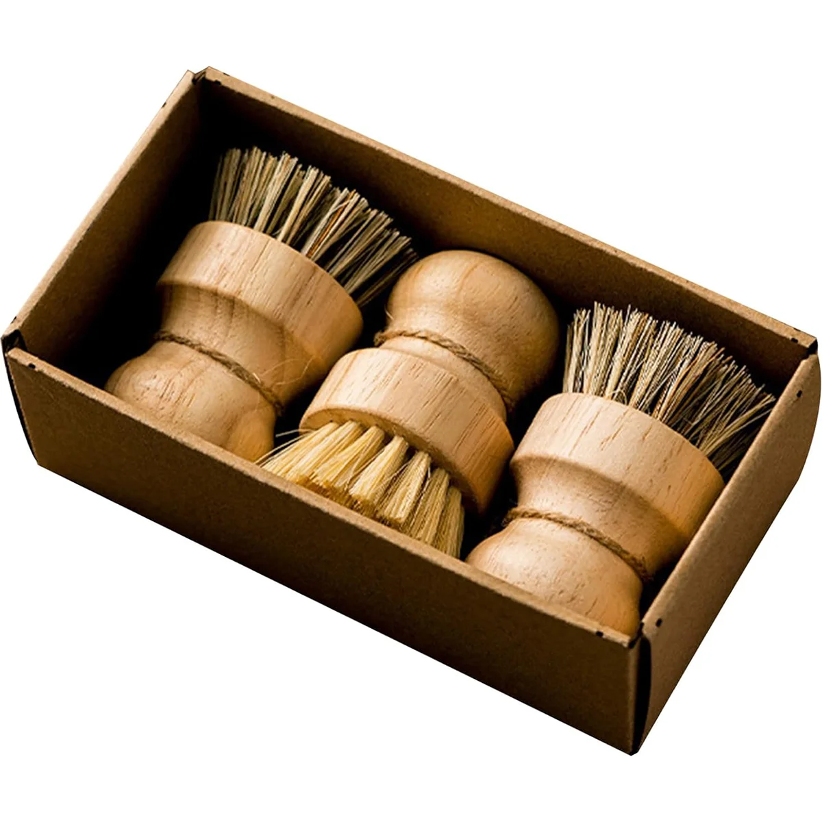thumbnail interactive-video image 1 of 4-Piece Natural Kitchen Brush Set - Wooden Scrub Brushes With Soap Dish Loofah Cloths 1 of 12
