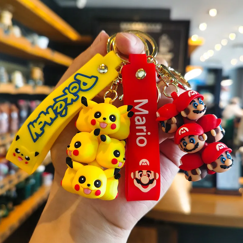 

Pokemon Anime Keychain New Pikachu Super Mario Backpack Pendant for Kids Birthday Cartoon Key Decoration Accessories Gifts