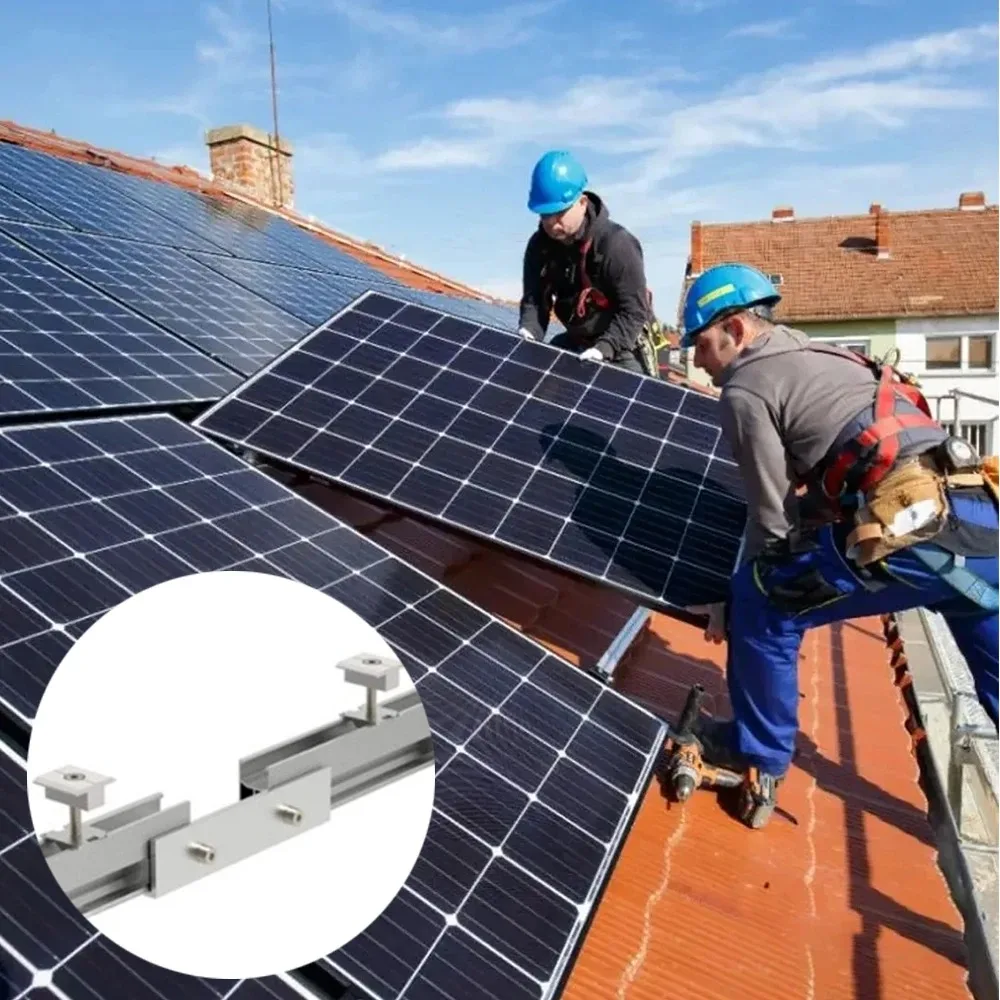 Solar Panel Mounting Set Solar Panel Mounting Bracket Photovoltaic Panel Support Rail Connector Splice Kit Aluminum Alloy PV Rails Connecting Mount