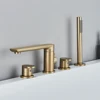 Brushed Golden Bathtub Faucet Deck Mounted Tub Mixer Tap Rotating Spout Bath Shower Set with Handshower Head Bathroom Mixer Tap 2