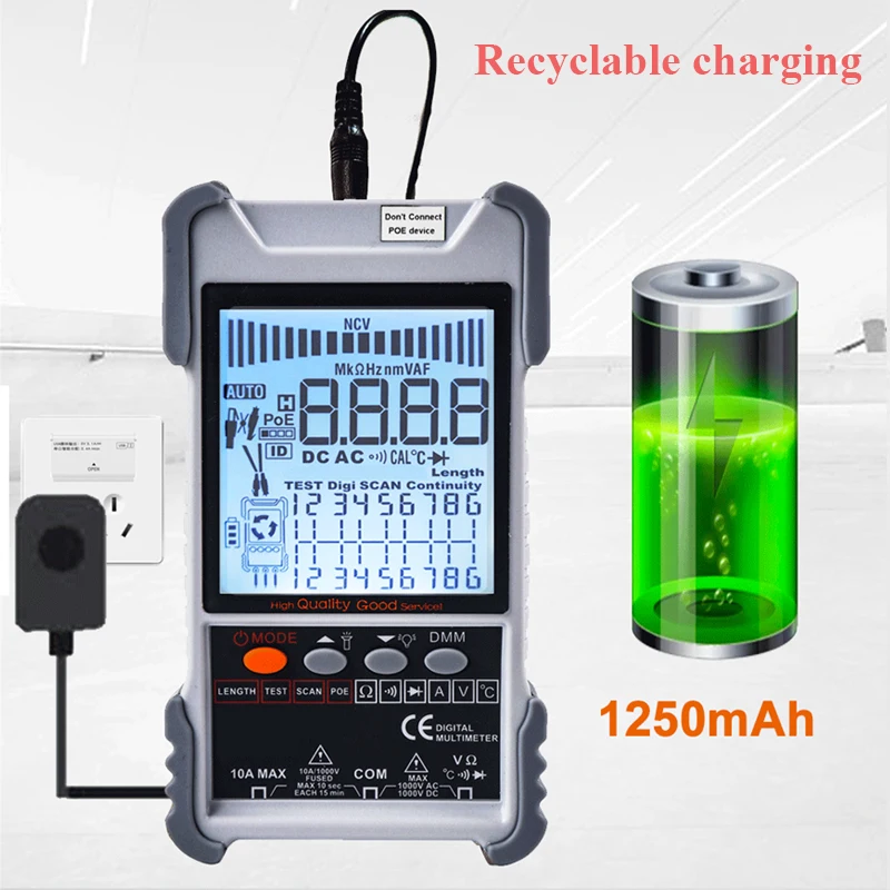 ET616 ET618 Network Cable Tester Multimeter Digital Analogs Digital Search POE Test Cable Pairing Wiremap Network