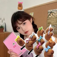 2024 10-100PCS New Design Kawaii Brown Plush capybara hair clip Animal Hairpin Spring Hairgrip Women Girl Gift Hair Decoration