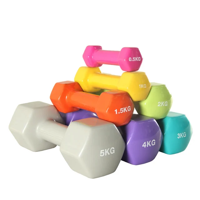 Household Fitness Products Hexagon Smooth Surface Immersion Dumbbell With Built-In Iron Core Women's Fitness Dumbbell