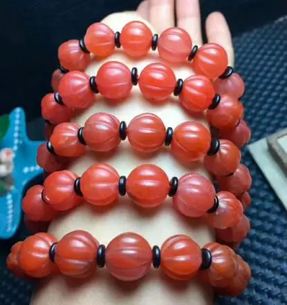 

Natural South Red AgatePumpkin beads Bracelet 12.5-11.5mm AAA