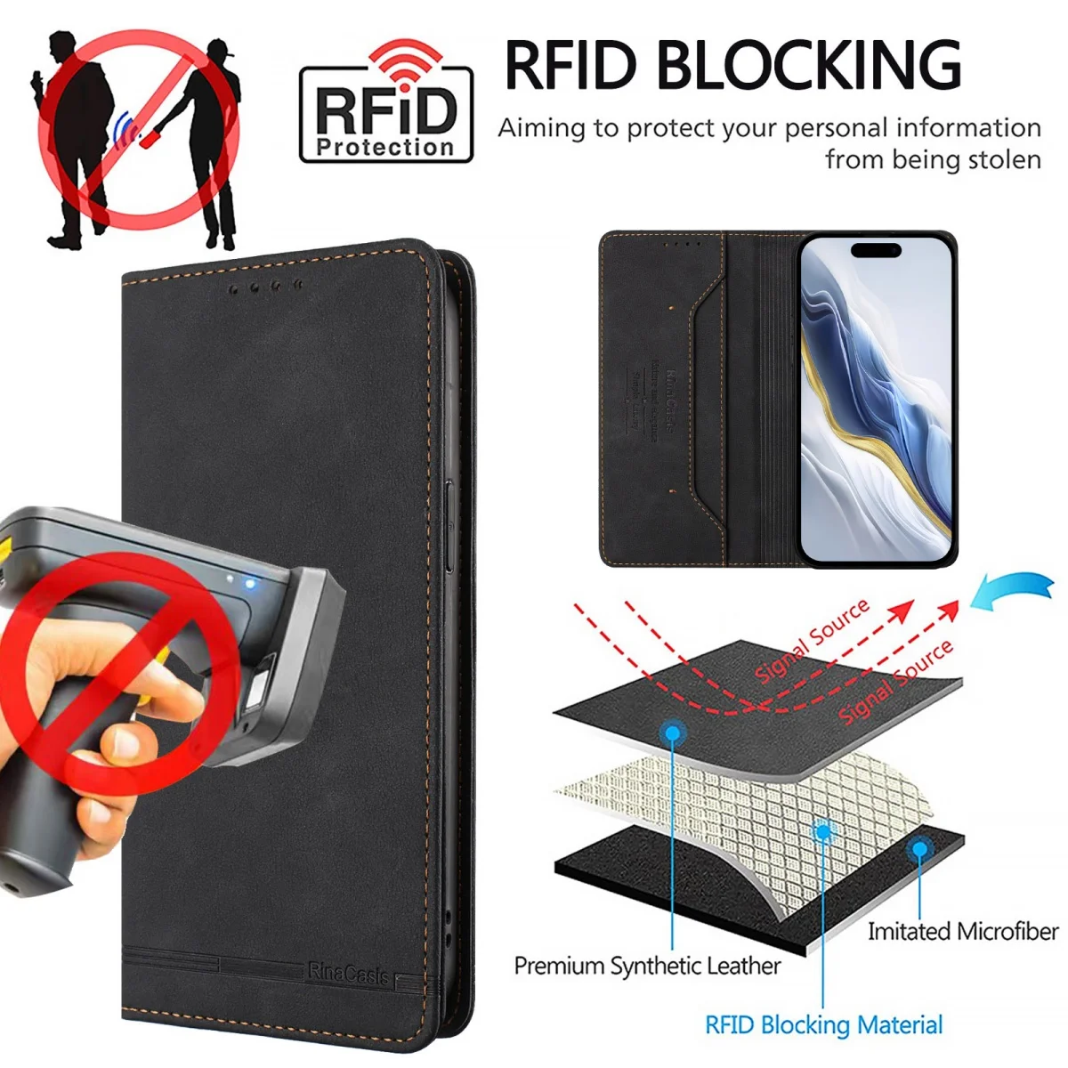 Premium Magnetic Wallet Leather Flip Case Cover