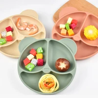 Baby Safe Sucker Silicone Dining Plate Solid Cute Cartoon Children Dishes Suction Toddle Training Tableware Kids Feeding Bowls 1