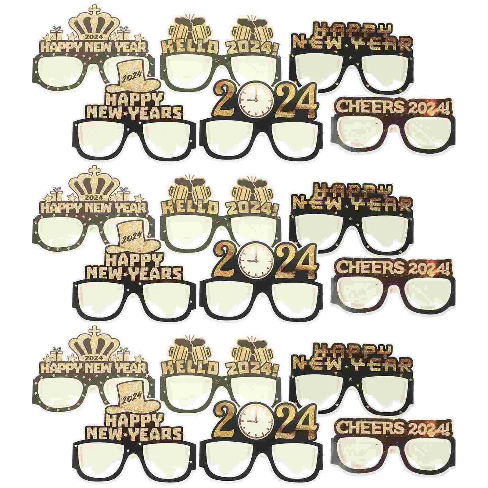 

18 Pcs Christmas Goodies New Year Glasses Frames Clothing Party Decor Happy Child