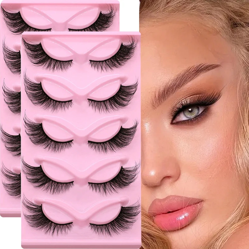 10Pairs/2Pack Cat Eye Lashes Long Lashes Cat Eye Look Wispy Lashes Eye End Elongated Strip Thick False Eyelashes