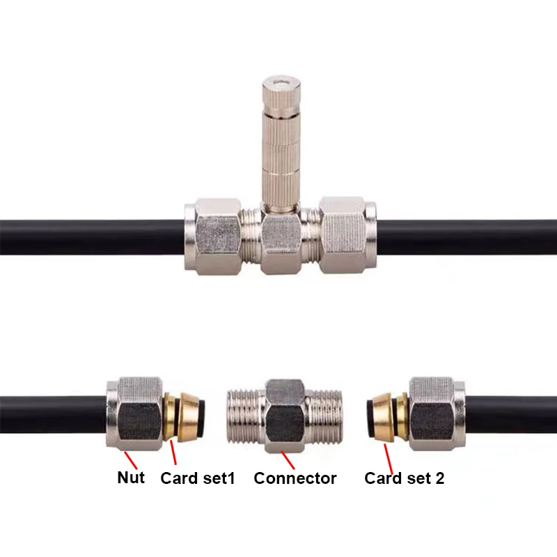 10Pcs High Pressure Seat Misting System Fittings, Straight Joint Nozzles, Quick Connector, Tee Elbow, 3/8 ", 9.52mm, 2