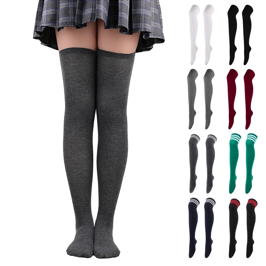 

Trendy Girl Over Knee Stockings Preppy Style Sweet Dance Socks Women Anime Striped Tall Sock JK Cosplay Wholesale
