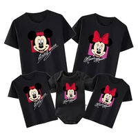 Funny Family Matching Outfits Daddy Mommy Daughter Son T-Shirt Baby Rompers Family Look Mickey Minnie Tops Photography Clothes 1