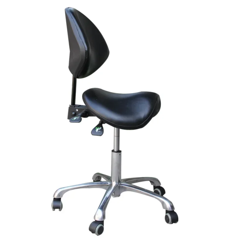 A,Standard Dental Mobile Chair Saddle Doctor\'s Stool PU Leather Dentist Chair Spa Rolling Stool with Back Support for Beauty
