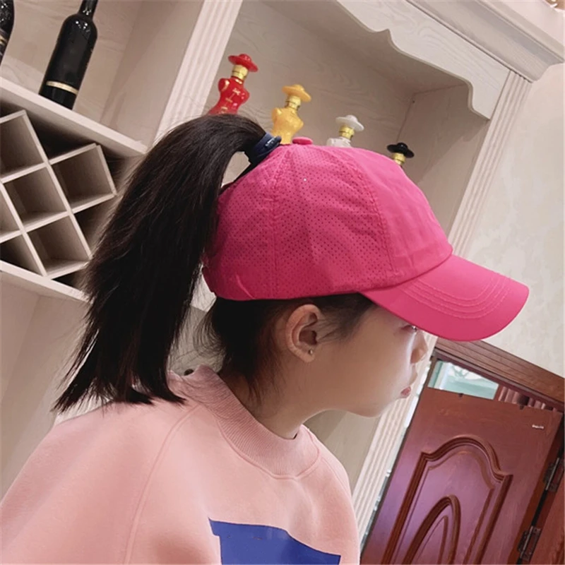 Women'S Baseball Caps Spring And Summer Outdoor Sports Sunshade Ponytail Cap Adjustable Breathable Mesh Quick-Drying Cap