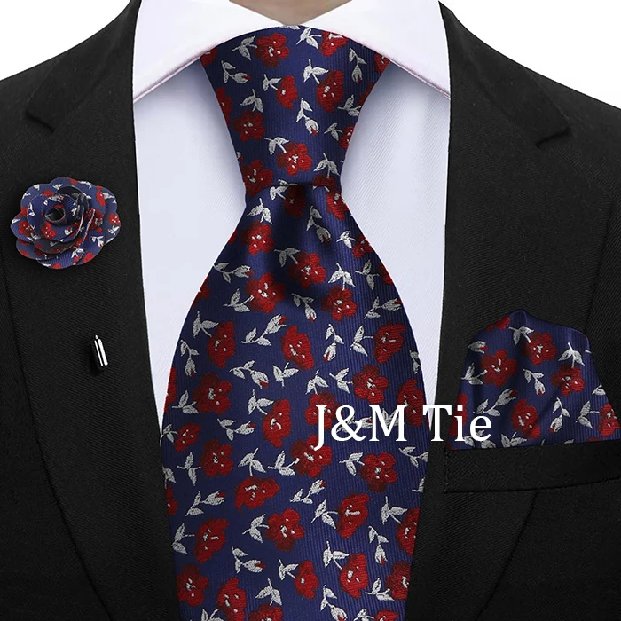 Peacock Blue Floral Print 2-Piece Tie & Pocket Square Set for Men Wedding Business Casual Stylish Accessories