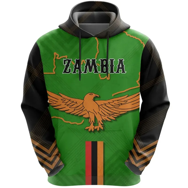 3D African The Republic-Of Zambia Flag Printing New In Hoodies & Sweatshirts Zambia Ethnic Emblem Graphic Hooded Hoody Pullovers