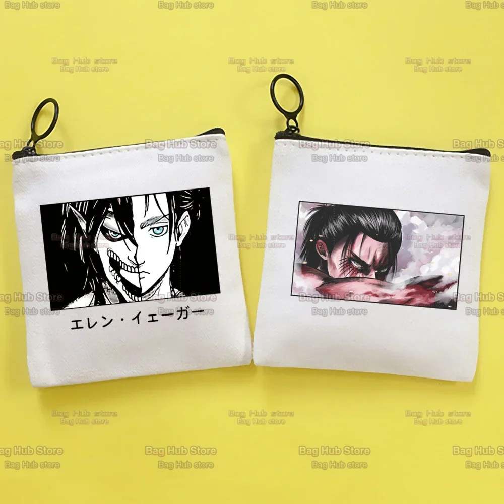 

Anime AOT Season Final Attack on Titan Eren Jaeger Coin Purse Vintage Mini Wallet Change Pouch Household Portable Keys Zipper