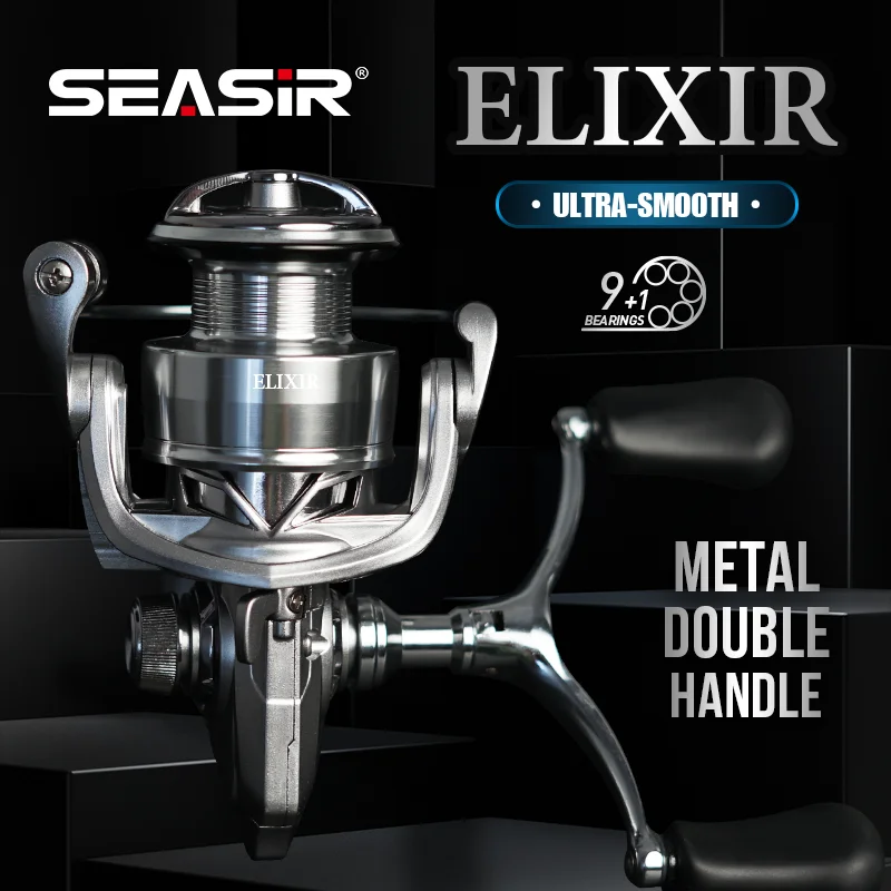 SEASIR ELIXIR 새로운 도착 더블 로커 스피닝 낚시 릴 9 + 1BB 최대 드래그 12KG, 알루미늄 에어 드라이브 스풀 바닷물 휠