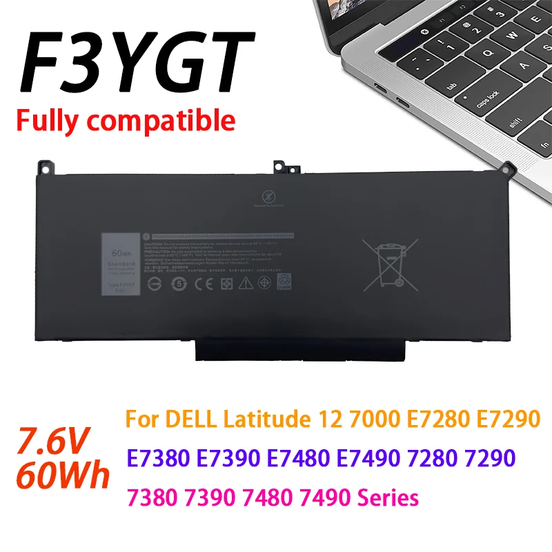 F3YGT Laptop Battery for Dell Latitude 12 7000 7280 7290/13 7000
