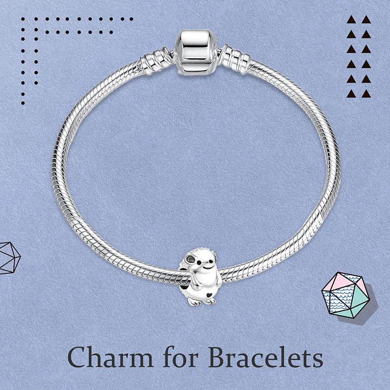 La Menars New Cute Hedgehog Beaded Charms for Bracelets Sterling Silver Animal Charm Diy Bracelet Fine Jewelry