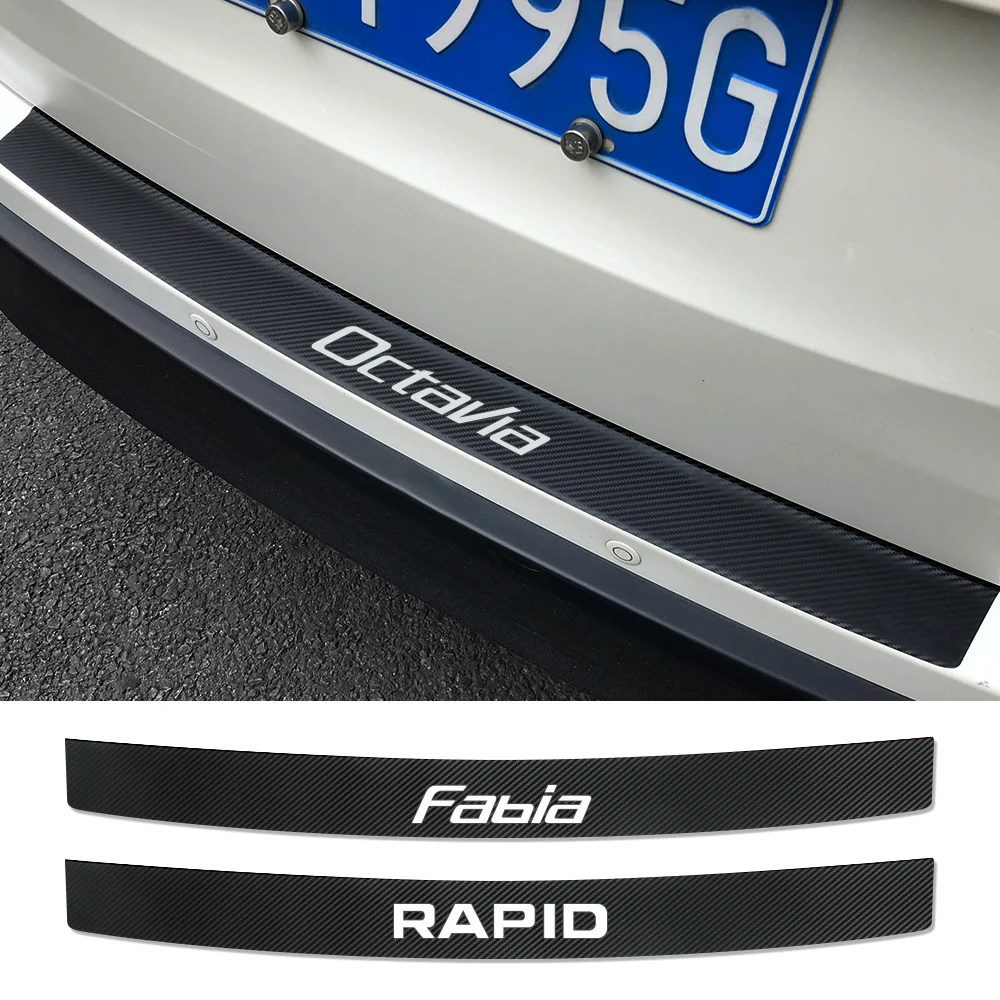 자동차 트렁크 가드 스티커, 스코다 옥타비아 2 A7 A5 Fabia 3 Rapid Superb 3 Kodiaq Scala Karoq Kamiq 리어 범퍼 자동차 액세서리 