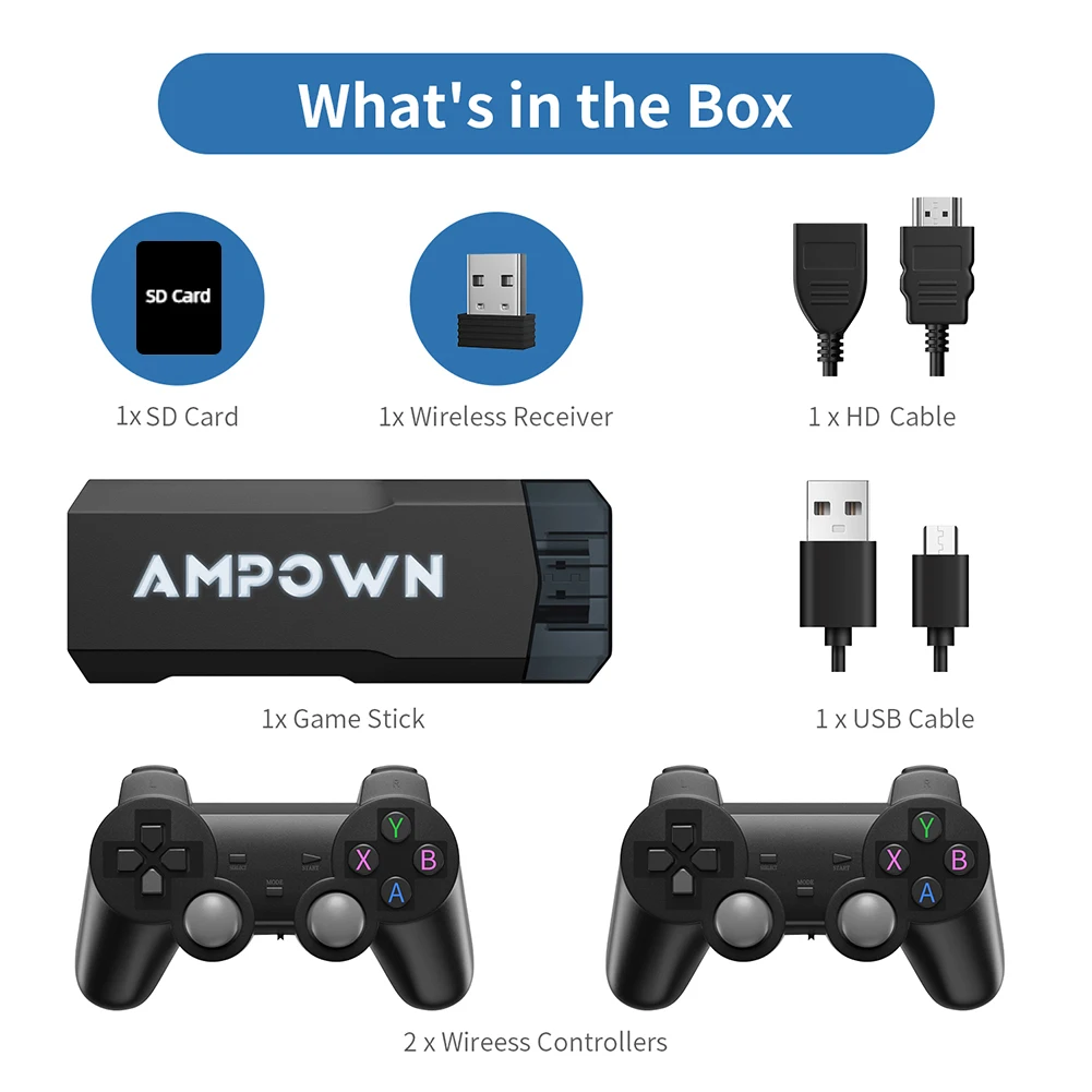 GD20 Game Console 4K 60fps Low Latency Output Ultra TV Game Stick Portable Retro Console Built-in 70K