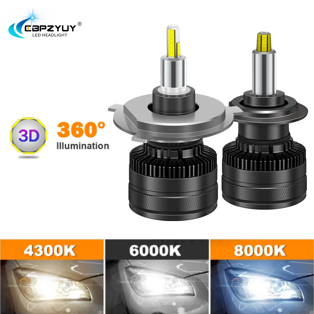 

CBPZYUY H7 H11 H4 LED Headlights 800W 360 Canbus H1 HB3 9005 4300K 6000K 8000K H8 HB4 9006 H9 9012 HIR2 Turbo Lamps Fog Lights