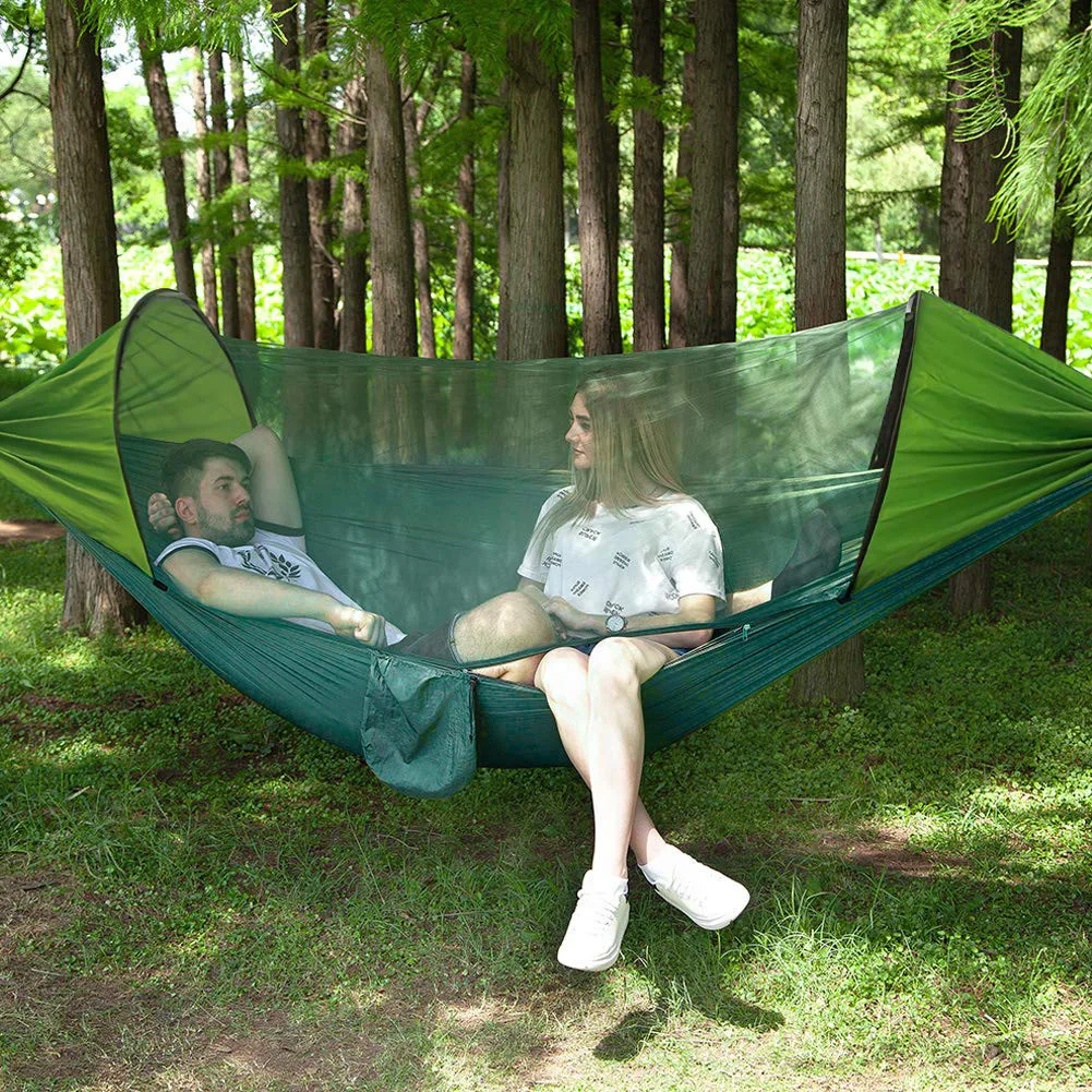 

Outdoor Camping Hammocks with Mosquito Net 1-2 Person Portable Travel Camping Fabric Hanging Swing Hammocks Bed Garden Furniture