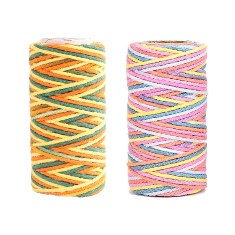 

1mmx23Yards Natural Cotton Twine Colored Cotton String, Colorful Cotton Rope for DIY Tapestry Crafts Home Decor