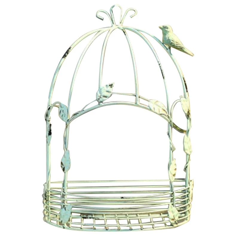 

Vintage Country Wall Hanging Wire Iron Half Bird Cage Flower Pot Garden Decoration Retro Birdcage Storage Rack Pot A Easy To Use
