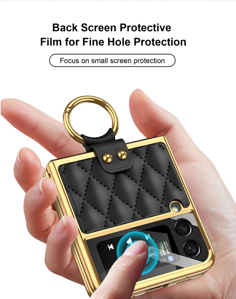 z flip3 case For Samsung Z Flip3 Mobile Phone Case Creative Shell Film Electroplated Leather Flip Ring Holder Galaxy Z Flip 3 Full Cover case case for samsung z flip 3