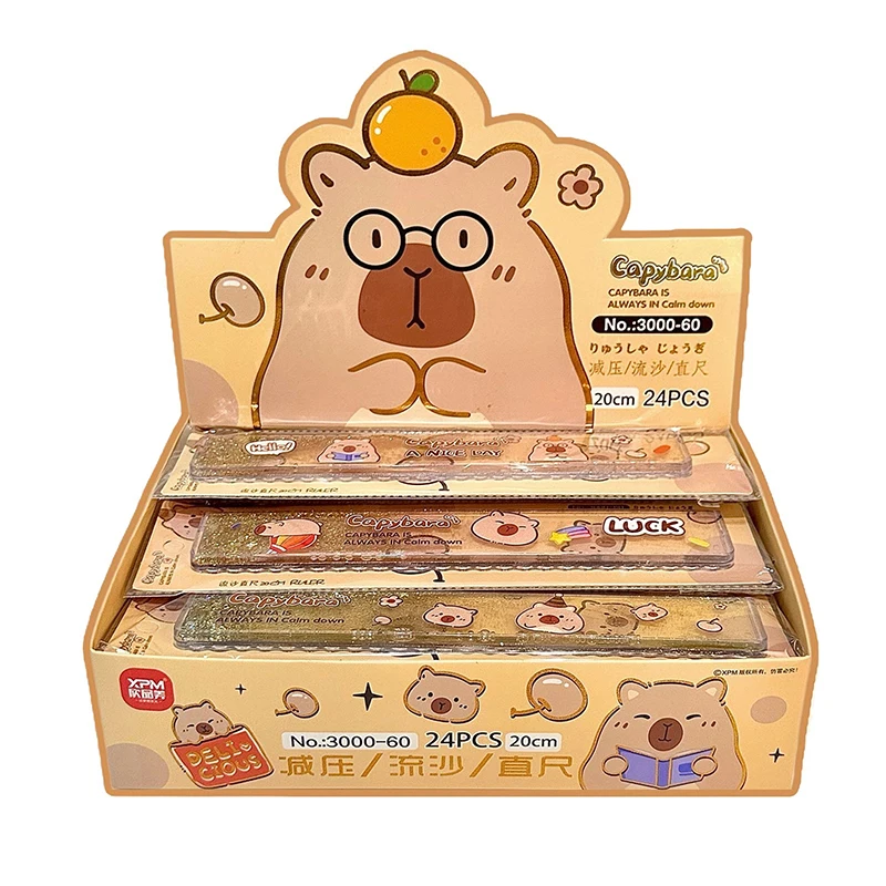 Capybara Flowing Sand Ruler Plastic Straightedge Protractor Measuring Tools School Office Supplies ruler set plastic ruler geometry set