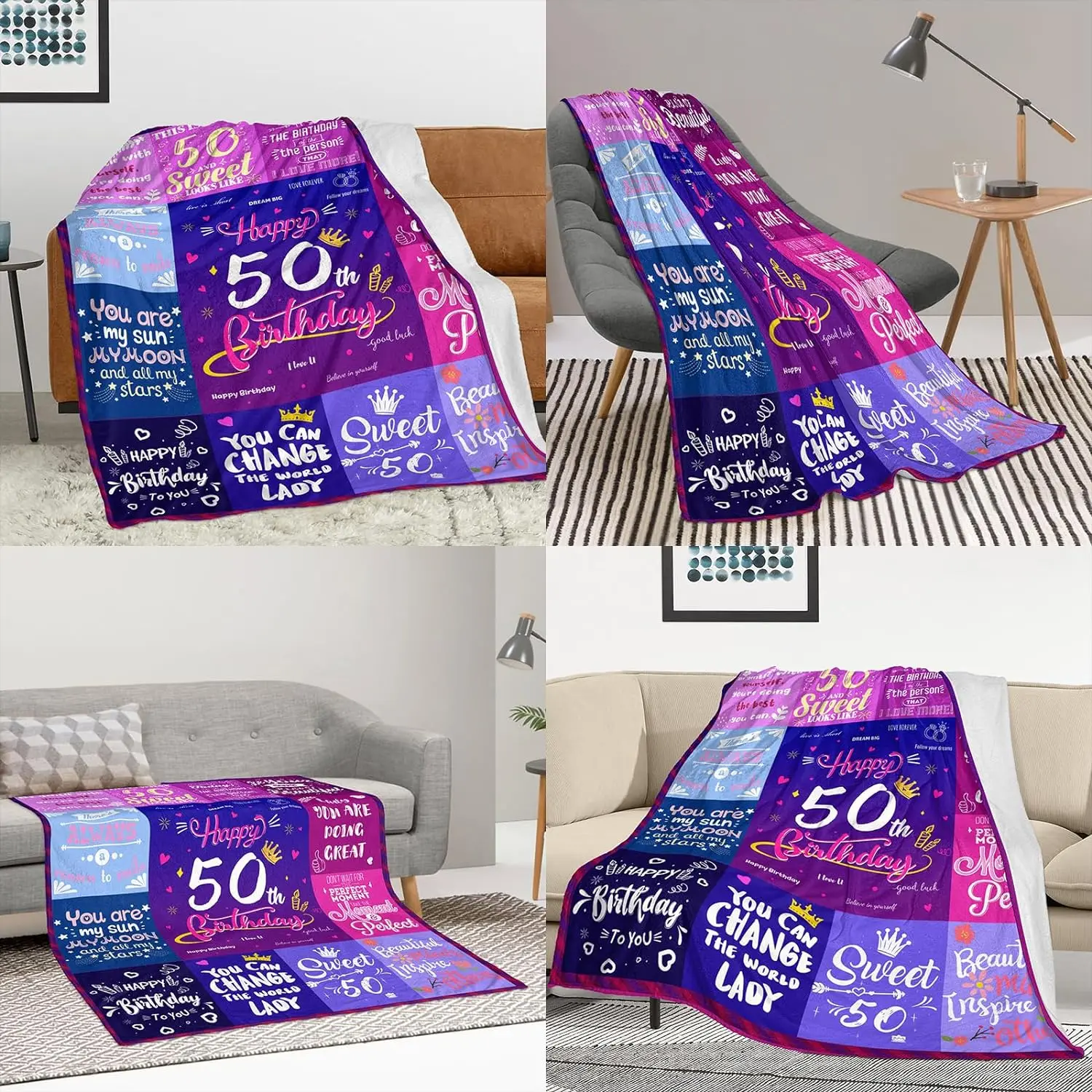 1PC 50th Birthday Gift Blanket 50 * 60 inches, creative gift, flannel blanket 2