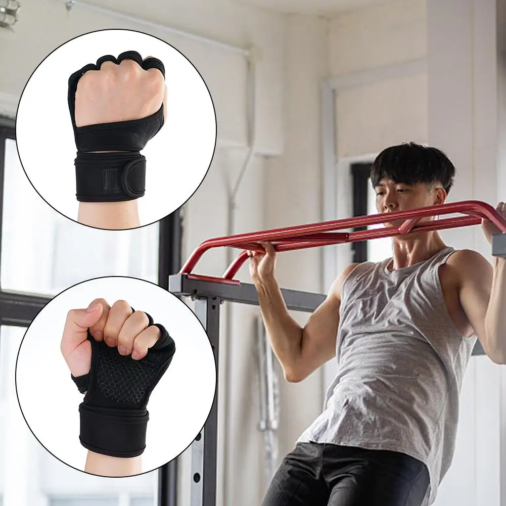 

1 Pairs Weightlifting Training Gloves For Men Women Sports Body Building Fitness Gym Hand Wrist Palm Protector Non-slip Gloves