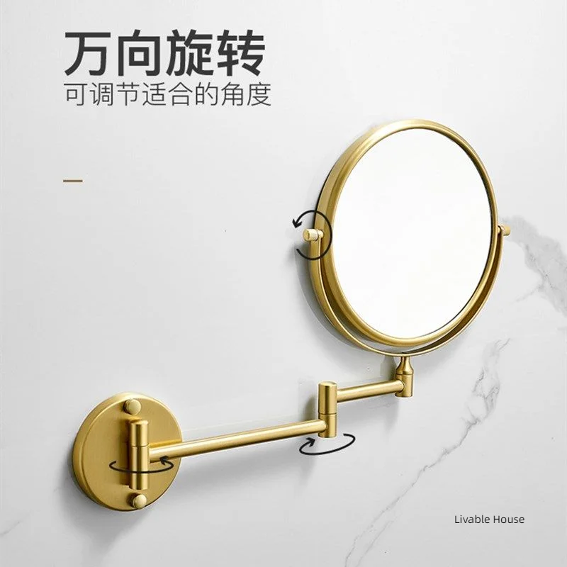 Bathroom Makeup Mirror Wall Hanging Double Sided Mirror Black Gold Telescopic Mirrors for hotel Aluminum Folding Beauty Mirrors 3