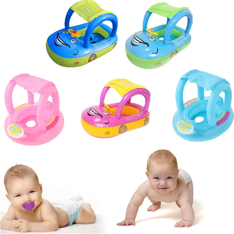 

Baby Inflatable Swim Ring Float Seat Summer Kids Sunshade Seat Safety Swimming Trainer Swim Ring Accessories Water Fun Pool Toys