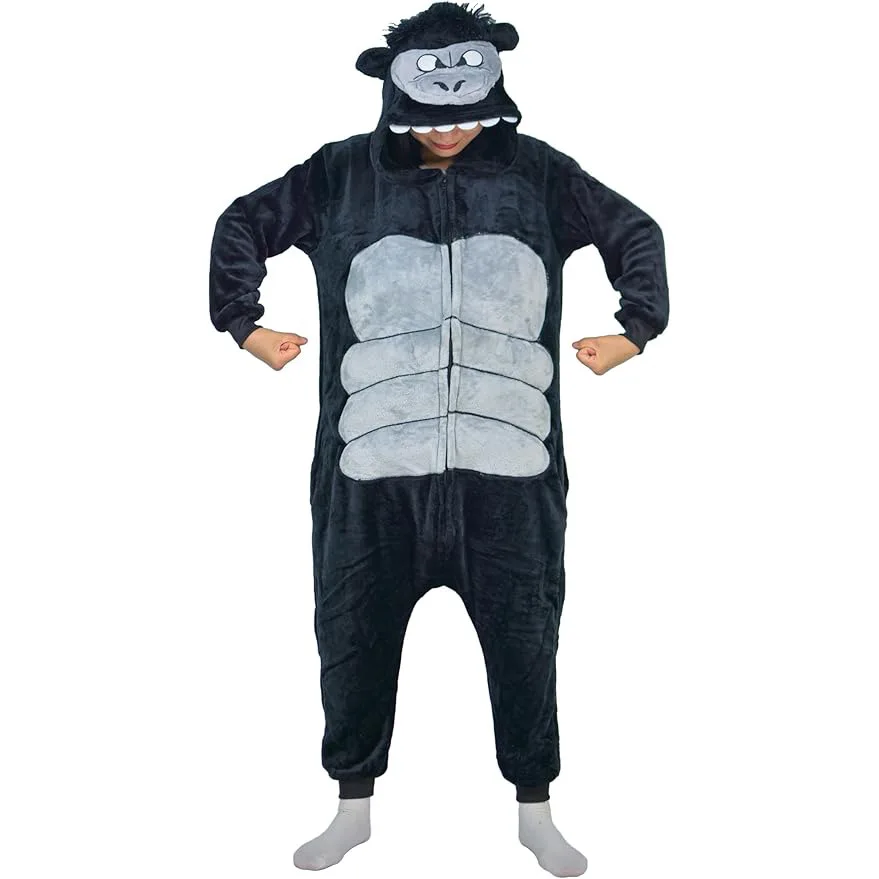 King Kong Anime Cosplay Costumes Women Men Long Sleeve Animal Jumpsuits Kigurumi Cartoon Onesies For Christmas Halloween Party