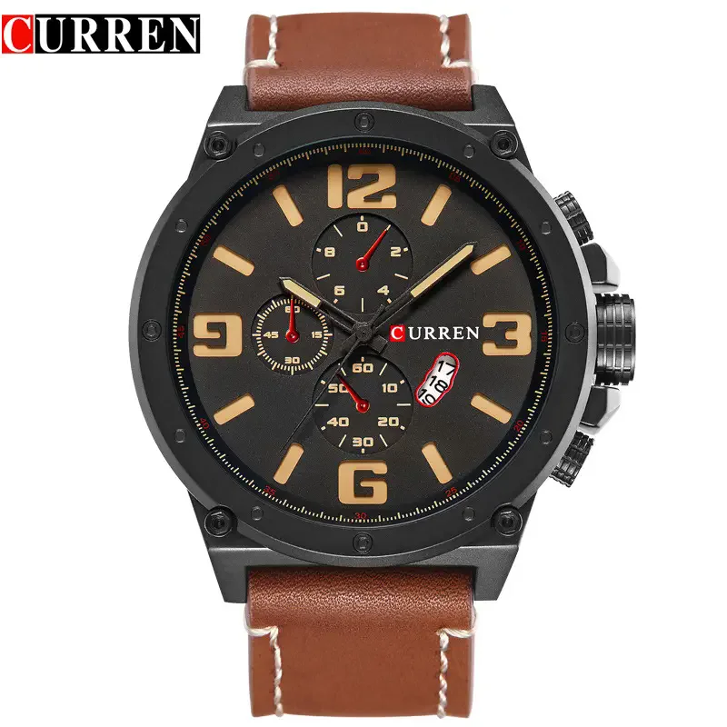 Curren 8208,8192,8230 Factory Watch Men Calendar Sport Military Male Clock Brand Luxury Origianl Pu Leather Band Wristwatch, Alina Gadgets