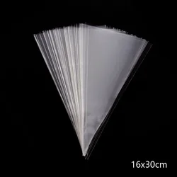 Crystal Clear Cone Favor Bags for Popcorn and Candy - Ideal for Baby Showers, Weddings, and Birthdays (16x30cm)