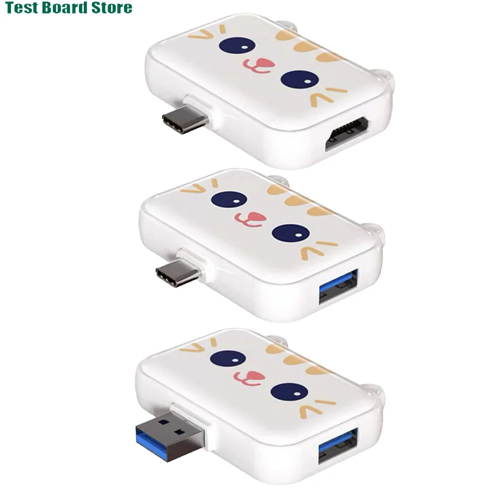 

1Pce Cat Three in One Dock Type-C to HDMI USB3.0 PD Converter for MacBook Pro Mobile Tablet TV Projector