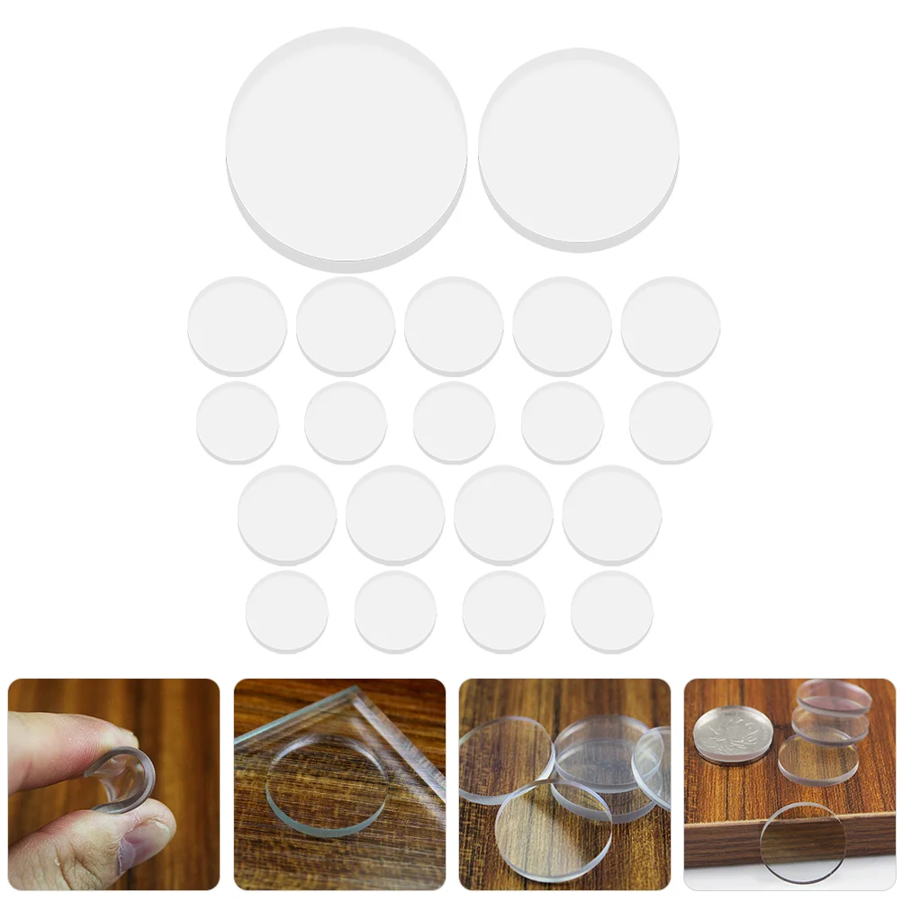 

20 Pcs Glass Non-Slip Gel Pad Cupboard Cabinet Cushion Dots Round Tabletop Bumpers Clear Furniture Rubber for Cabinets