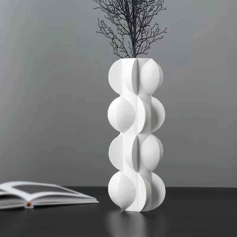 Resin Vase Geometry Decorative Ornaments Screw Thread Resin Handicraft Floral Arrangement Accessories Home Decoration Vases Pots 3