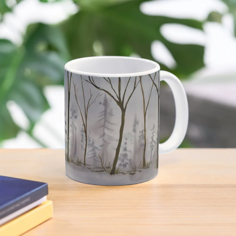 

snowy forest in winter time Coffee Mug Thermal Porcelain Cups Set Mug