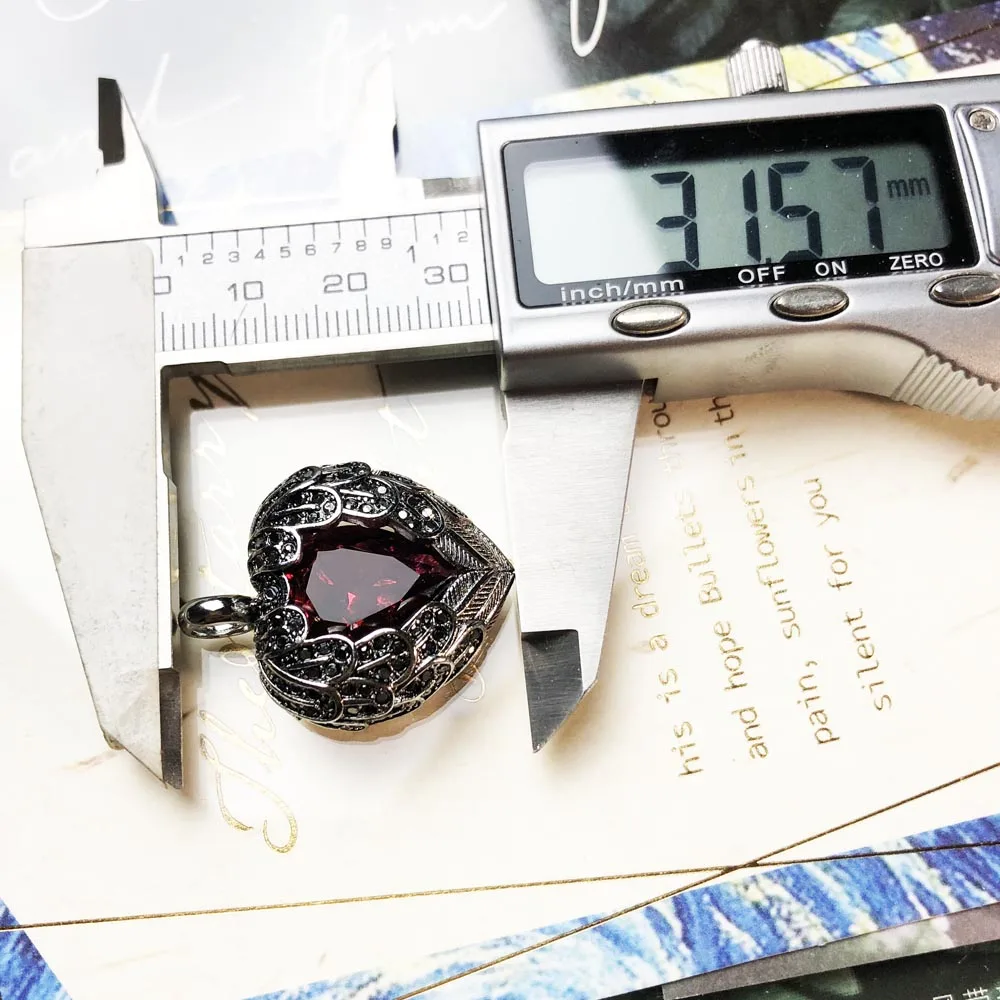 Pendant Wings Red Heart 925 Sterling Silver Jewelry Europe Romantic Crystal Gift For Woman pendant necklace silver pendant