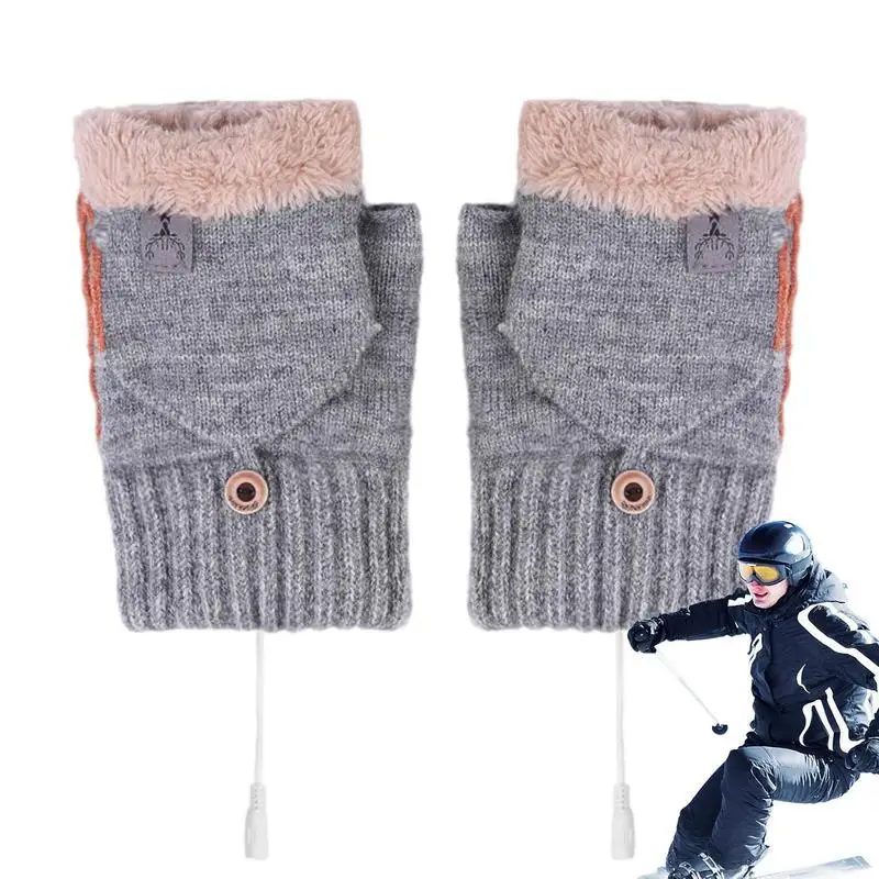 

Heated Gloves Women Mitten USB Rechargeable Hand Warmers Double-Sided Heating Soft Women Electric Heated Gloves For Working