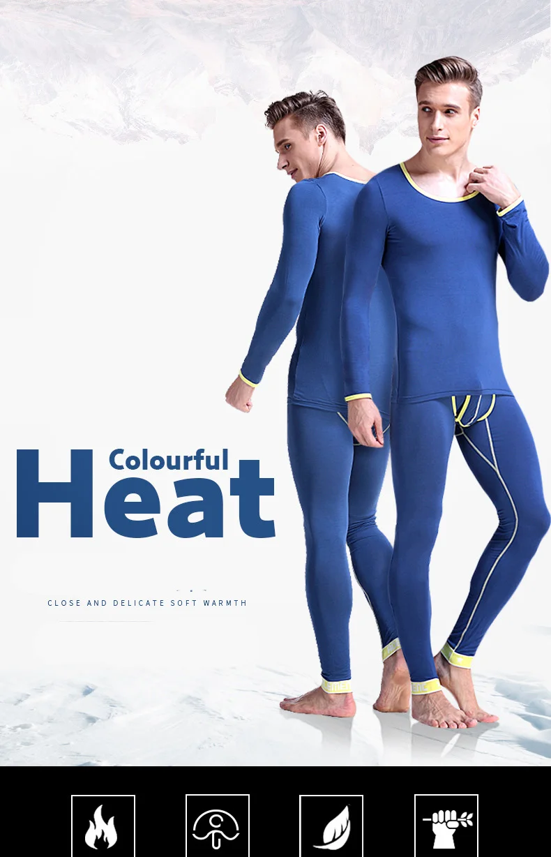 Ensemble De Sous-vêtements Thermiques Doux Pour Hommes,manches Longues